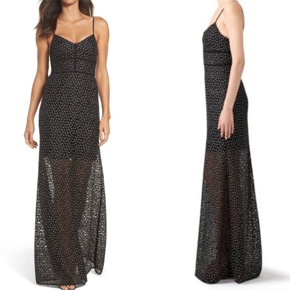 Jill Stuart Jill Black Embroidered Lace Flormal Maxi Dress Gown Size 4